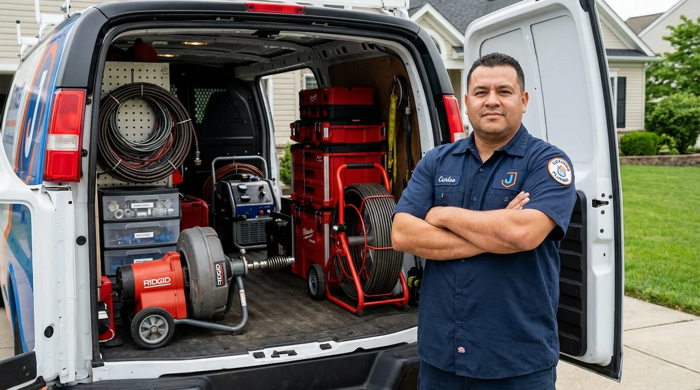 Professional drain cleaning equipment and Johns Plumbing LLC plumber in Chapin