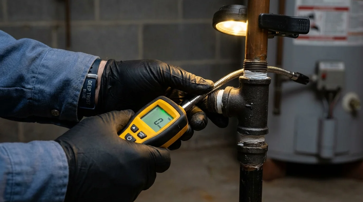 Gas leak detection with electronic sniffer by Johns Plumbing LLC in Chapin