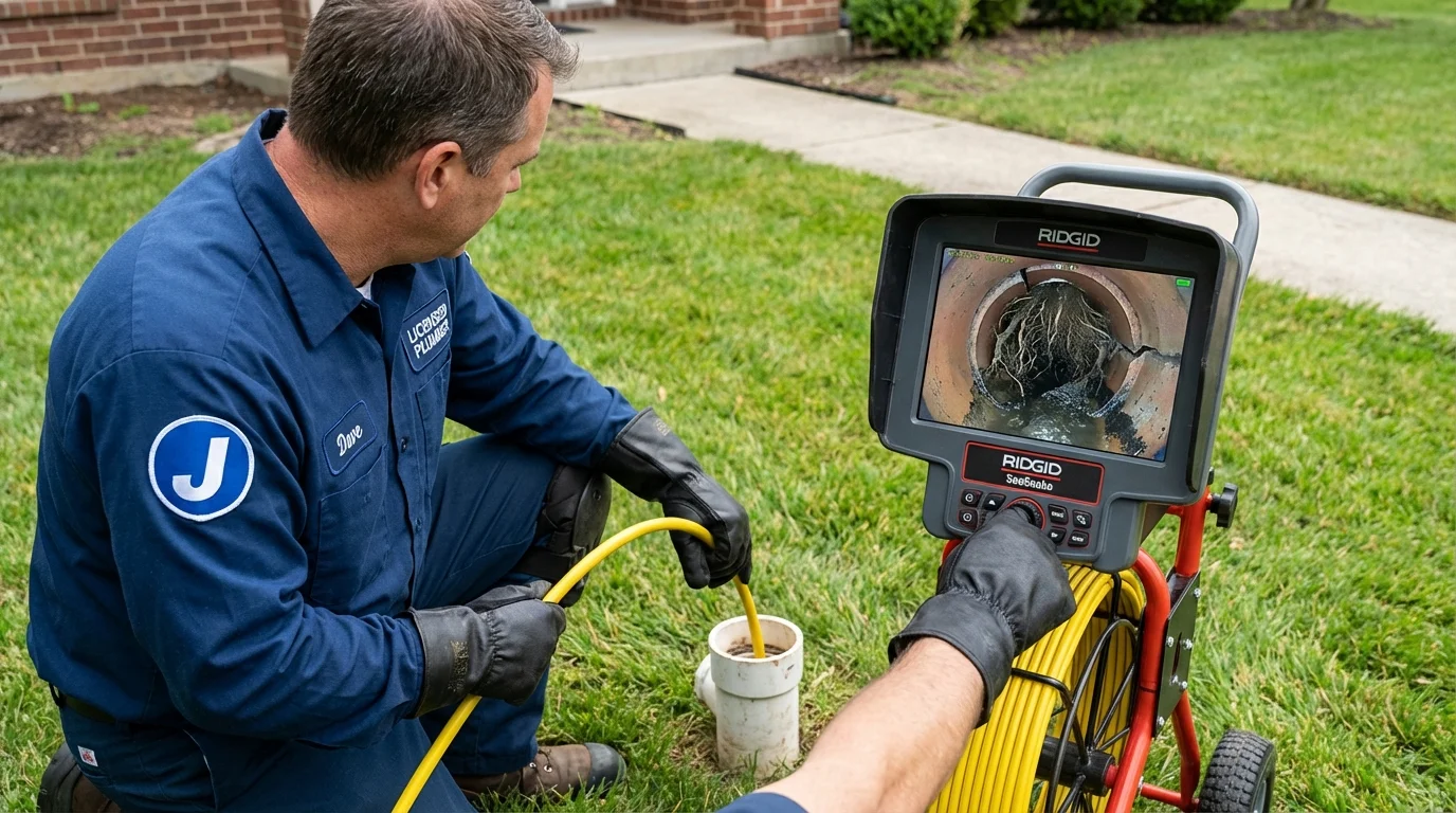 Sewer camera inspection being performed by Johns Plumbing LLC in Chapin