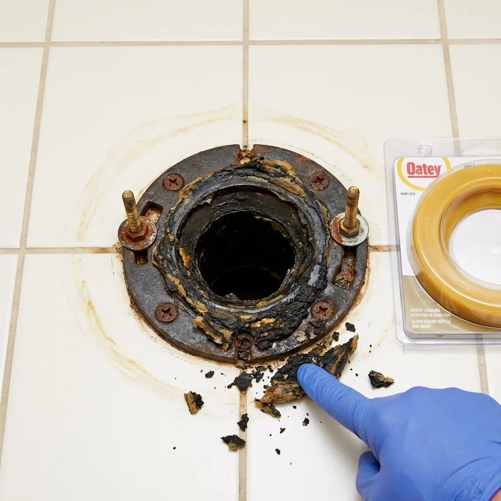 Failed wax ring showing water seepage at the base of a toilet in a Chapin, SC home